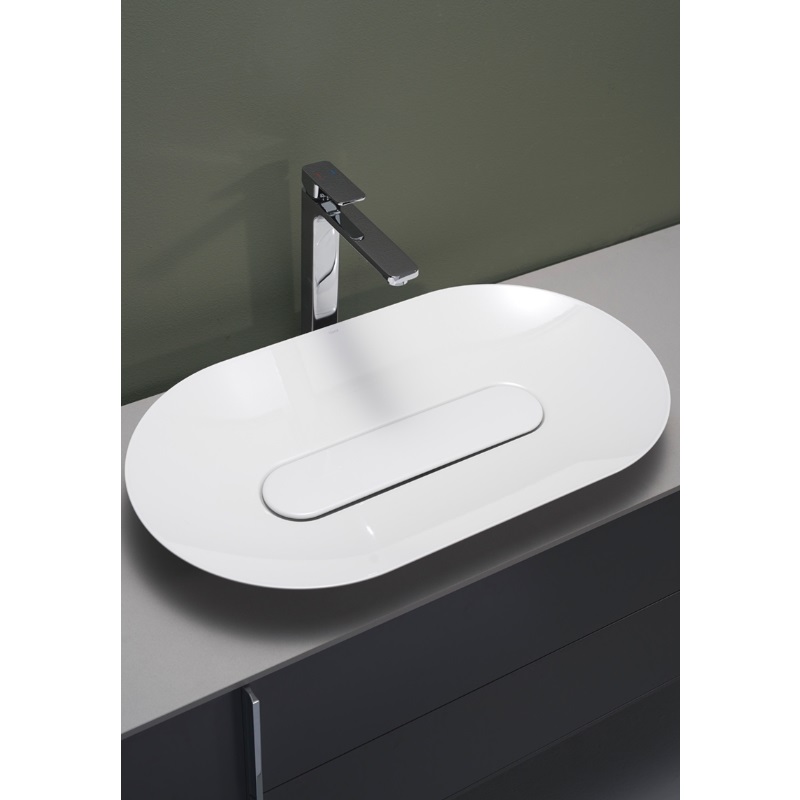 Edge Oval Handfat, Glaserat Stål - Hafa