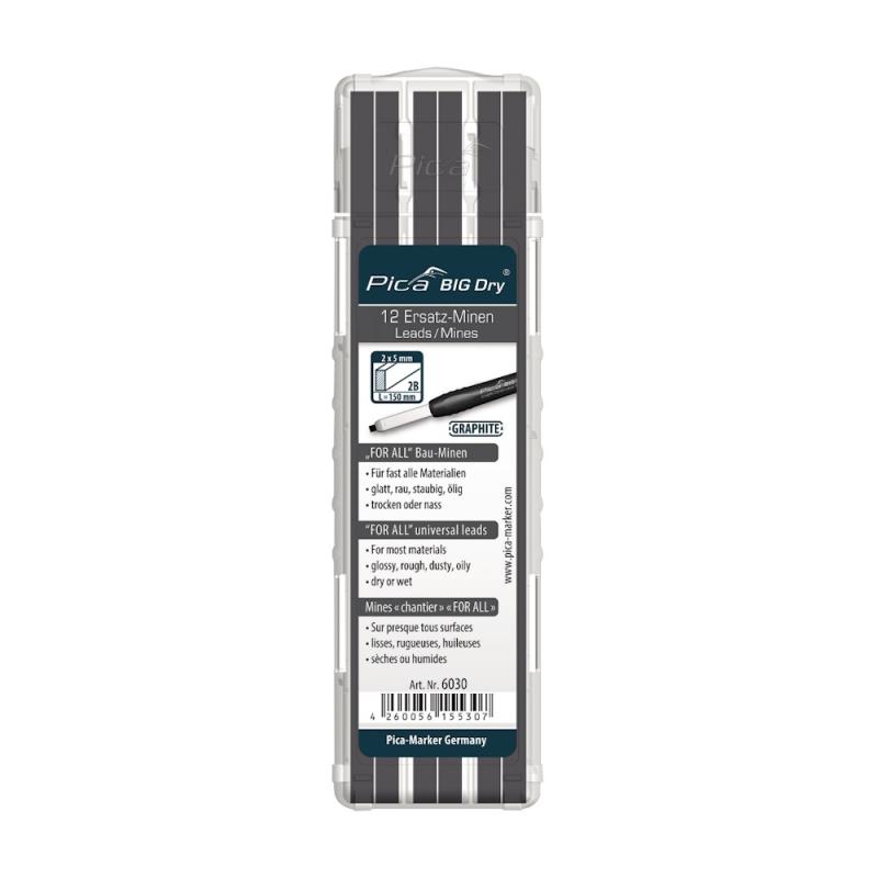 Reservestifter Big-Dry, Grafit, 5 stk, Pica