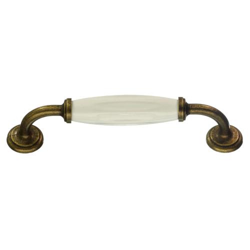 Drawer Handle 128mm Antique Brass Finish And White 10pcs Beslagboden BA6291