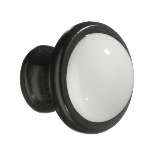 Knop 38mm Mat Sort/Hvid 10stk Beslagboden BB430