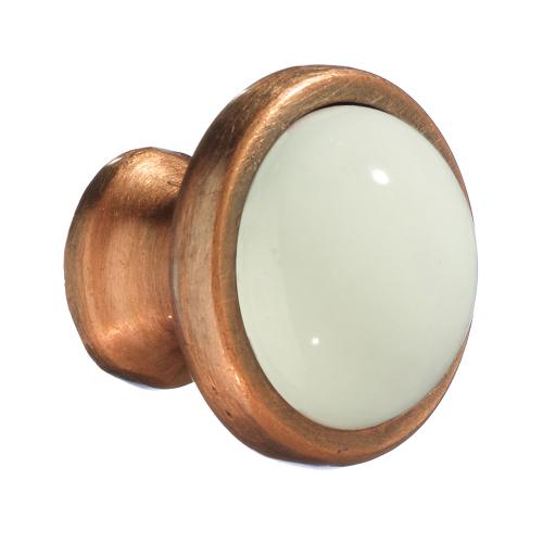 Knopp 38mm Antik Kopparfinish/Vit 10st Beslagsboden BC430