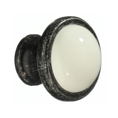 Knop 38mm Fortinnet/Hvid 10stk Beslagboden BG430