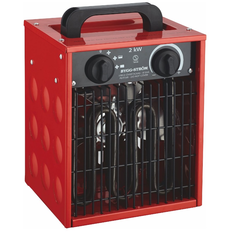 Värmefläkt, Byggfläkt 2KW, 230V, RÖD, IP44