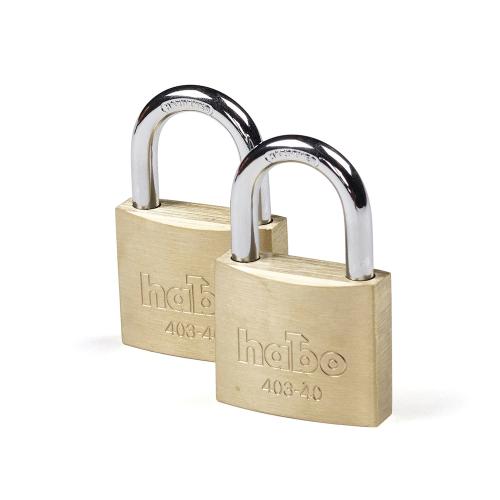 Hængelås, 403-40-2, Messing, 2stk, Habo 17337