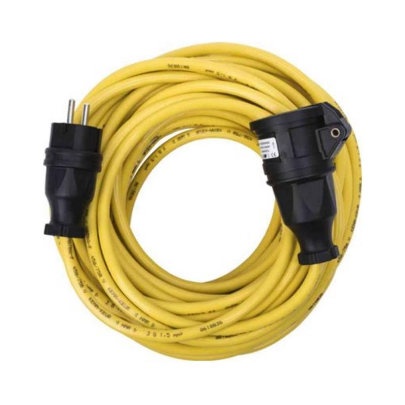 Forlængerledning PUR H07BQ-F Jordet 3G1,5mm² 10m 230V IP44 Gul Gelia