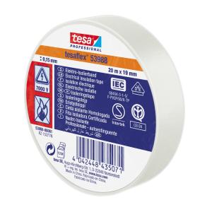 Insulation Tape, 19mmx20m, White, 10pcs, Tesa