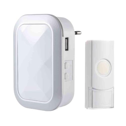 Dørsignalsæt Trådløs Plug In 80m 230V IP44 Hvid Gelia