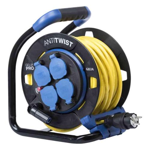 Kabeltromle PUR Antitwist Pro 25m 3G1,5mm² IP44 Gul Gelia