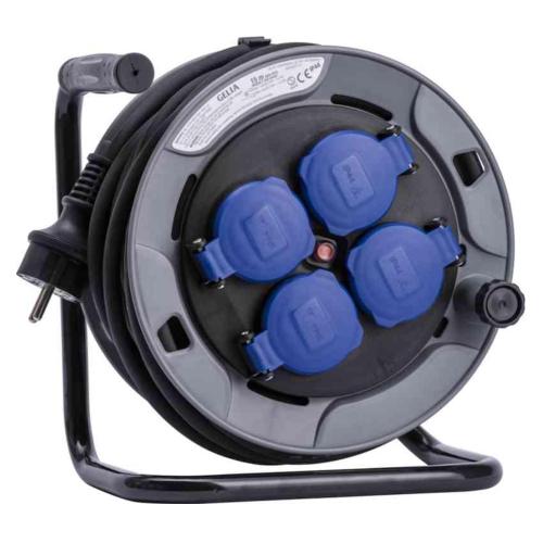 Kabeltromle H05RR-F Jordet 15m 3G1,5mm² IP44 Sort 2stk Gelia