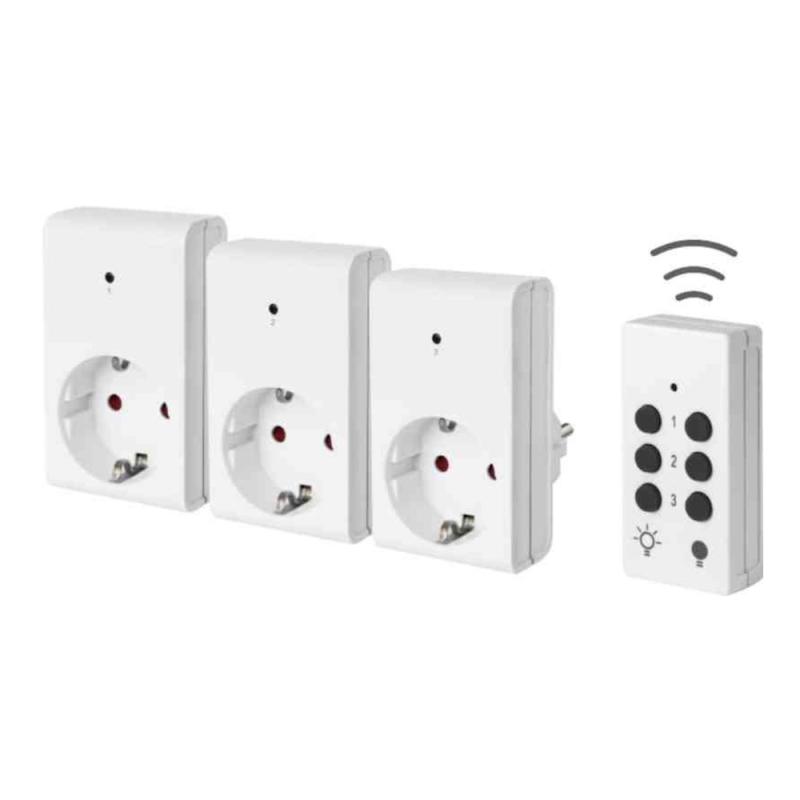 Fjärrströmbrytare Med 3st Mottagare Inomhus 16A 230V IP20 Vit Gelia