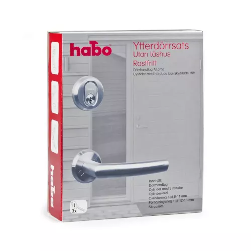 Fordørssæt Uden Lås. Rostf, Habo 18900