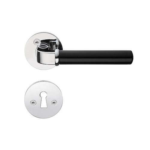 Indvendigt Dørhåndtag 125mm Poleret Krom Sort Beslagboden B878BKN