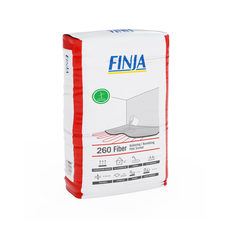 Spackel 260 Avjämning, Fiber Snabb 20kg x 48st Finja 532604