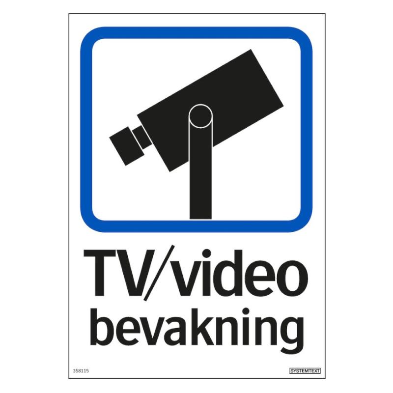 Dekal TV/Video Bevakning 210x148mm Systemtext