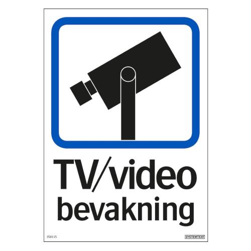 Klistermærke TV/Videoovervågning 210x148mm Systemtext