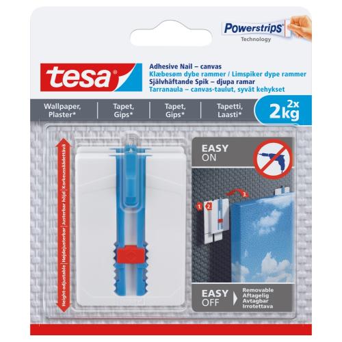 Tesa Smart Mounting Powerstrips Självhäftande krok Canvas Justerbar 8 pack