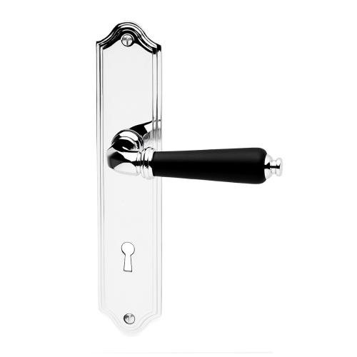 Dørhåndtag Inkl. langt Skilt Madrid Krom/Sort, Habo 19153