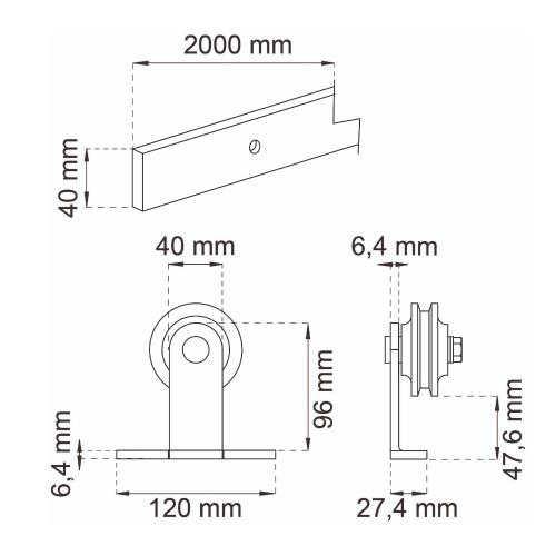 Skjutdörrsbeslag Toppmonterad Retro, Habo