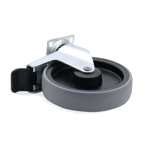 Länkhjul 125mm Med Platta 60x60mm Broms, Bårebo