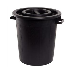 Barrel With Lid, 50L, Black, Nordiska Plast