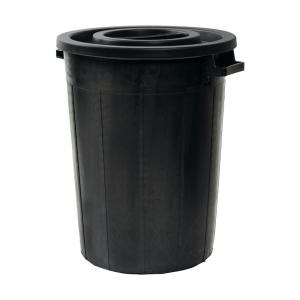 Barrel With Lid, 100L, Black, Nordiska Plast