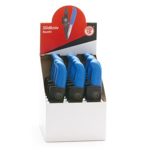 Slidkniv, Rostfri Display, Blå, 15st, ETC 990008