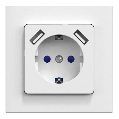 Vægstik Forsænket Jordet Med USB Connect 2 Home 16 A250V IP20 Hvid Gelia
