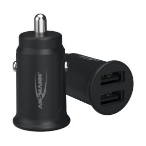 Car Charger With 2 USB Ports, 12W, Black, Ansmann