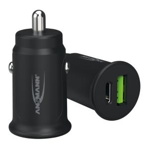 Billader 1xUSB A+1xUSB, 30W, Sort, Ansmann