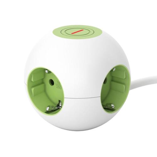 Grenuttag Klot 4-Vägs Jordat Med Brytare 16A 3680W 230-250V IP20 Gelia