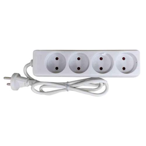 Strømudtag 4-Vejs Ujordet 1m Hvid Gelia