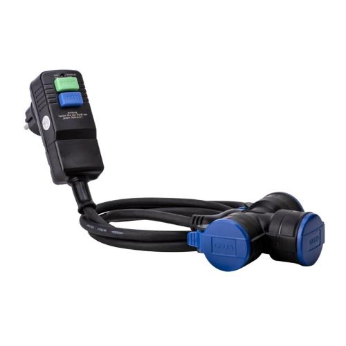 Grenuttag Med Jordfelsbrytare Jordat 3-Vägs Med Lock IP44 Svart Gelia