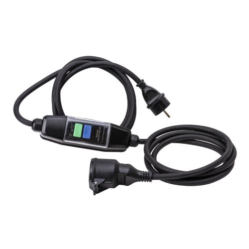 Extension Cord With Earth Leakage Circuit Breaker 3.5m 16A 230V IP44 Black Gelia