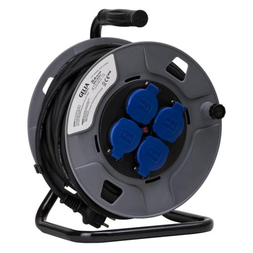 Kabeltromle H05RR-F Jordet 25m 3G2,5mm² IP44 Sort Gelia