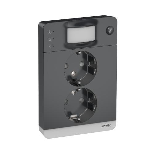 Vægstik Exxact 2-Vejs Med Lys 16A 250V IP21 Antracitgrå Schneider Electric