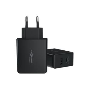 Väggladdare, 1XUSB A+1XUSB C, 65W, Svart, Ansmann