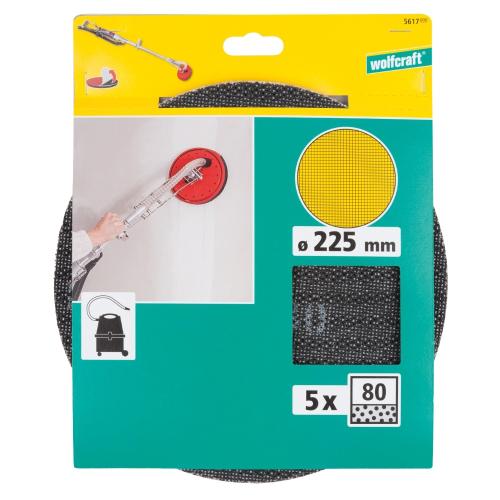 Sanding Net Velcro For Plaster Grit 80, 225mm 5pcs Wolfcraft