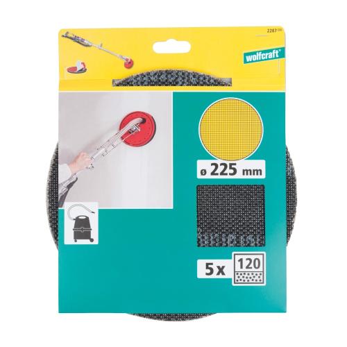 Sanding Net Velcro For Drywall Kron 120 225mm 5pcs Wolfcraft