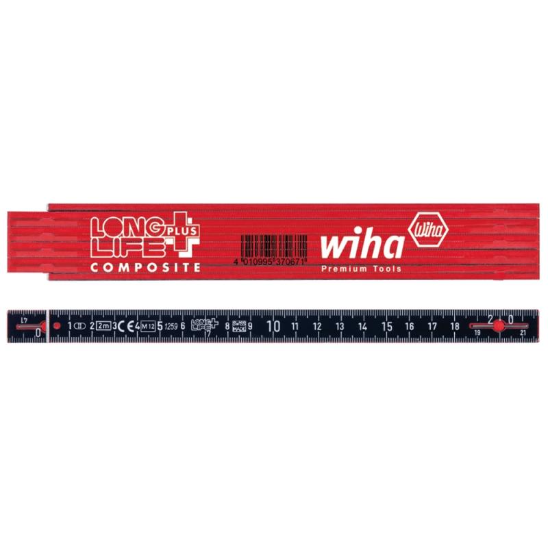 Meterstock Longlife Composite, 2m, Röd/Svart, Wiha