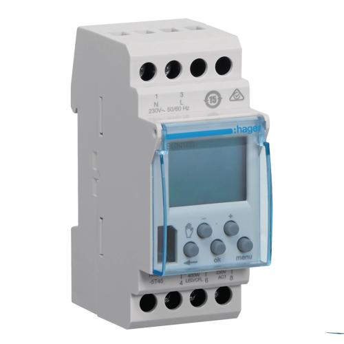 Koblingsur 1-Kanal 2 Moduler Digitalt 16A 230V IP20 Hager