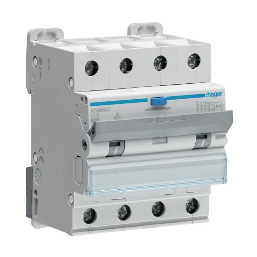 Personbeskyttelsesafbryder 4-Pol Karakteristik C 30mA 10A IP20 Hager
