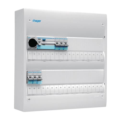 Normcentral Gamma Forhåndsmonteret 2x18 Moduler 63A IP30 Hager