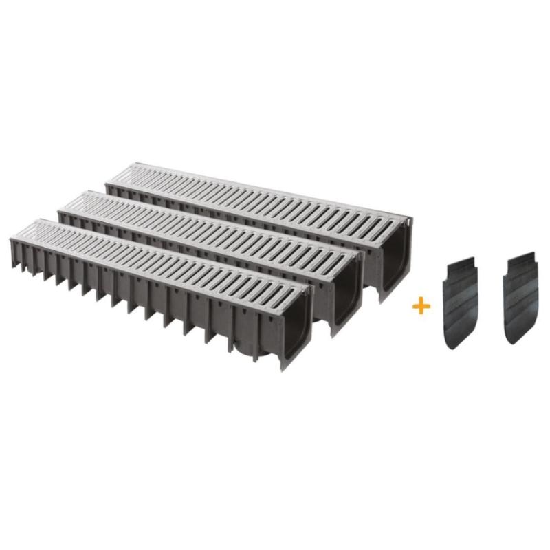 Garagepakke SABDrain Med Galvaniseret Rist 3x1m Ibeco