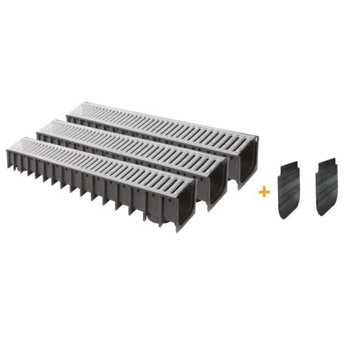 Garagepakke SABDrain Med Galvaniseret Rist 3x1m Ibeco