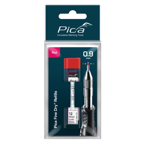 Reservestift Fine Dry 0,9mm Rød 10stk Pica