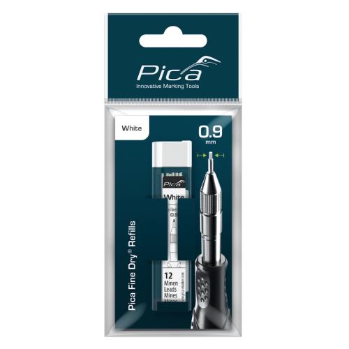 Reservestift Fine Dry 0,9mm Hvid 10stk Pica