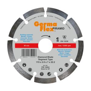 Diamantskæreskive Piramid Segment Flad 115x2,0x22,2mm Germaflex