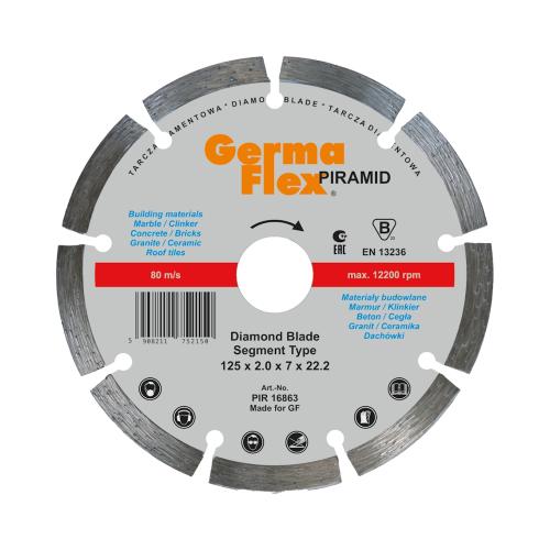 Diamantskæreskive Piramid Segment Flad 125x2,0x22,2mm Germaflex