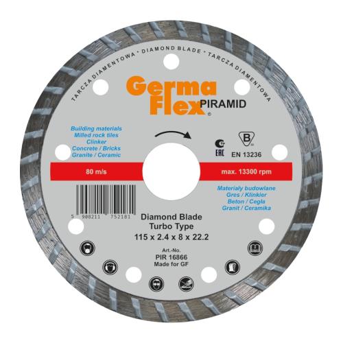 Diamantskæreskive Flise Piramid Turbo 115x2,4x22,2mm Germaflex