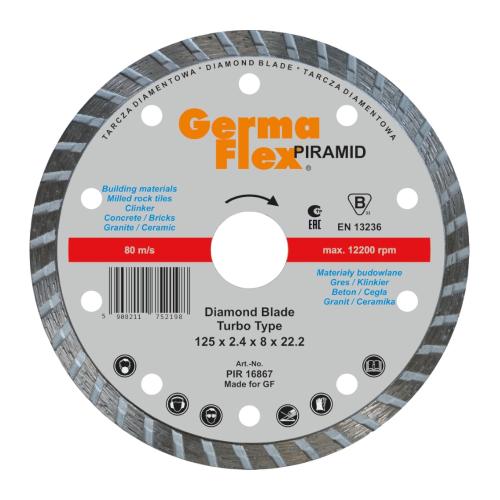 Diamantskæreskive Flise Piramid Turbo 125x2,4x22,2mm Germaflex